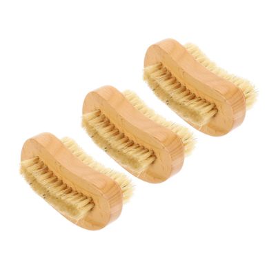 Beatifufu 3Pcs Natural Beech Wood Nail Brush Portable Wear-resistant Nail Scrubber for Household Fingernail Cleaning and Dust Removal Comfortable Grip for Manicure and Pedicure Use