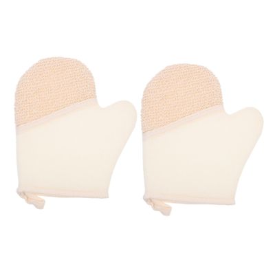 Beatifufu 2pcs Flax Exfoliating Bath Gloves Shower Scrub Mitts for Gentle Skin Cleansing and Cuticle Care Lightweight Body Scrubber Towels for Enhanced Soap Lathering and Spa Experience