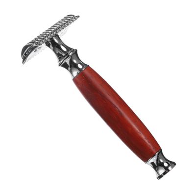 Beatifufu Vintage Men Beard Shaving Razor with Rosewood Handle Safety Manual Shaver for Close Grooming Reusable Straight Razor for Facial and Body Grooming Classic Style Male Shaving Tool