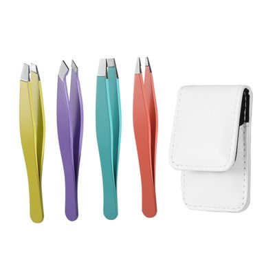 Gogogmee Colorful Stainless Steel Eyebrow Tweezers Kit with Ergonomic Handle for Precise Hair Removal and Shaping Beauty Tool for Personal and Professional Use