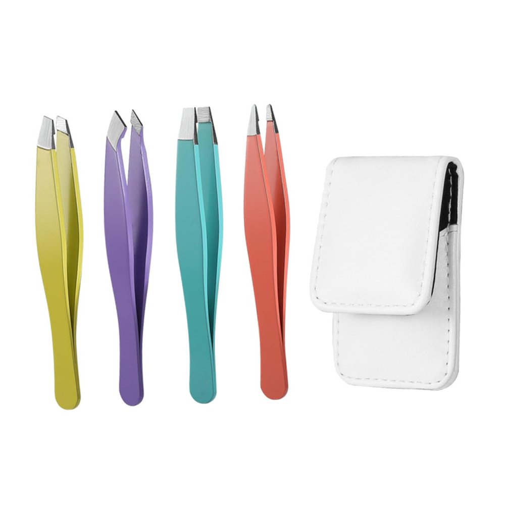 Gogogmee Colorful Stainless Steel Eyebrow Tweezers Kit with Ergonomic Handle for Precise Hair Removal and Shaping Beauty Tool for Personal and Professional Use