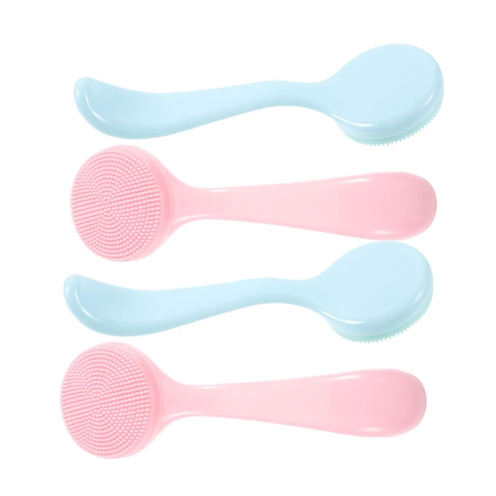 Beatifufu 4pcs Silicone Facial Cleansing Brush for Deep Blackhead Removal and Exfoliation Portable Face Scrubber for Gentle Massage and Skin Elasticity Enhancement Compact Makeup Remover
