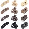 12 Pack Flat Hair Clips for Women-3 Styles Matte Neutral Flat Claw Clips, Black, Blonde,Light Brown & Dark Brown, French Duckbill Styling Accessories (Matte Neutral-3) view 1