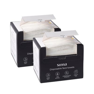 SIMA Disposable Face Towels, 100% Cotton Face Wipes, 100 pcs