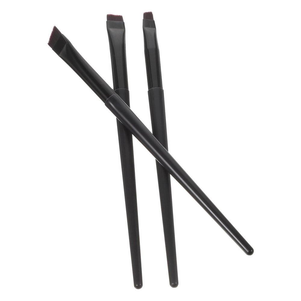 PLAFOPE 3pcs Eyeliner and Eyebrow Makeup Brush with Smooth Black Handles Multipurpose Eye Makeup Tools for Precise Eyeliner Brow Shaping and Eyeshadow Application Suitable for Beginners