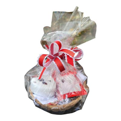 Bath Bomb Gift Basket- Heart Shape with Rose Flowers & Cheer Shower Steamer