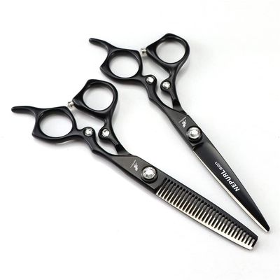 6.0 Inch Black Styling Hair Stainless Steel Barber Shears Tools, Texturizing Hair Cutting Scissors Sets, Sharp and Precise, for Women, Men and Hairdressers