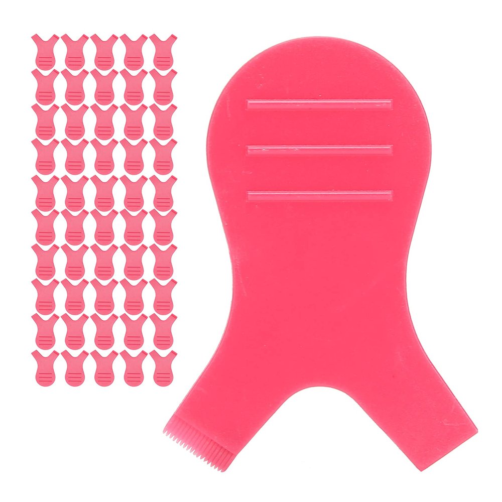 BRRNOO Eyelashes Brush Y Shape Grafting Perming Mascara Tools for Daily Eyelash Curling Salon (Rose Red)