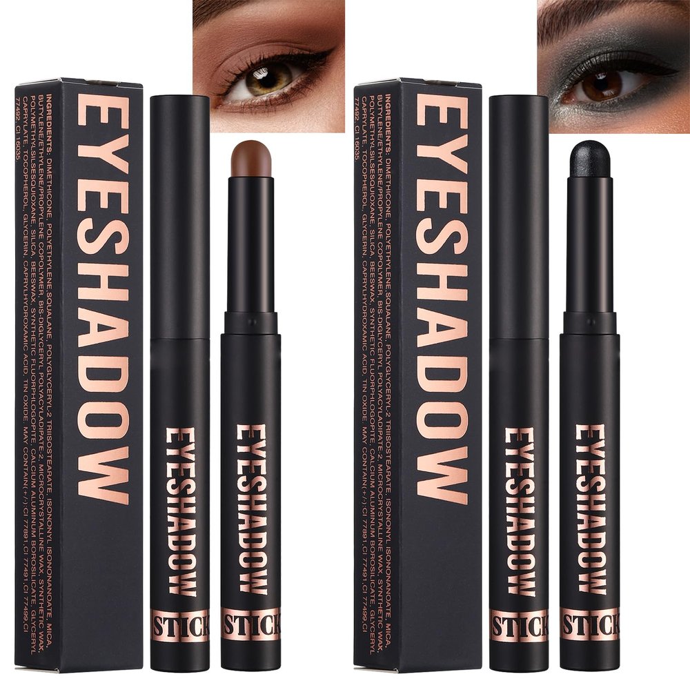 2pcs-Waterproof Cream Eyeshadow Stick,Metallic Eye Shadow, High Pigmented Matte Nude Eye Shadow Sticks, Longlating Blendable Eyes Crayon Eyeshadow, Hypoallergenic Eye Brightener Stick#15+#24