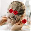 Beatifufu 4pcs Red Rose Shaped Hairpins Floral Headwear Party Hair Clips Decorative Hair Accessories for Women Wedding Proms view 4