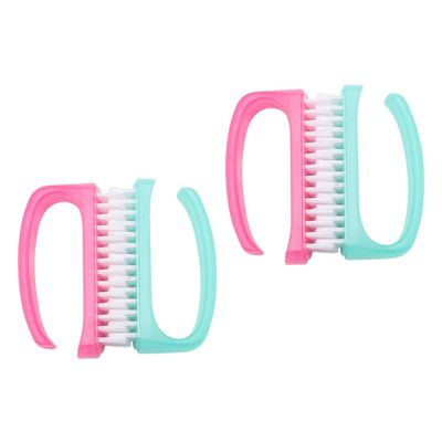 Gogogmee 4Pcs Manicure Nail Dust Brushes Nail Scrub Cleaning Tools Lightweight Anti-slip for Fingernail Care Home Use Random Color