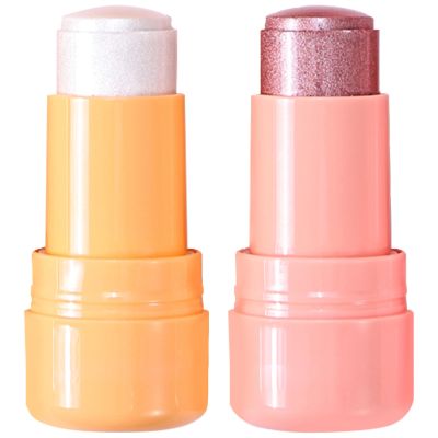 2pcs-Highlighter Stick Makeup, Shimmer Stick for Face & Body, Easy Blend & Long Lasting, Multi-Use Cream Highlighter Makeup for All Skin Types(#04+#05)