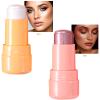 2pcs-Highlighter Stick Makeup, Shimmer Stick for Face & Body, Easy Blend & Long Lasting, Multi-Use Cream Highlighter Makeup for All Skin Types(#04+#05) view 2