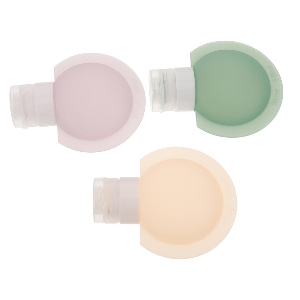 HAKIDZEL 3Pcs Silicone Travel Toiletry Bottles Leak Refillable Squeeze Containers for Shampoo Lotion Makeup Remover Compact Lightweight