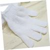 Beatifufu Exfoliating Bath Glove with Five Fingers for Men Women Dual-sided Body Scrub Shower Mitt Stretchy Universal Fit White Bathing Scrubbing Tool for Spa and Sauna Use view 2