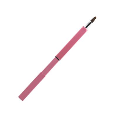 COOLHIYA Retractable Lip Brush with Nylon Fiber Bristles Portable Makeup Tool Kit for Precise Lipstick Application Pink Metal Tube Compact Design for Travel and Professional Use