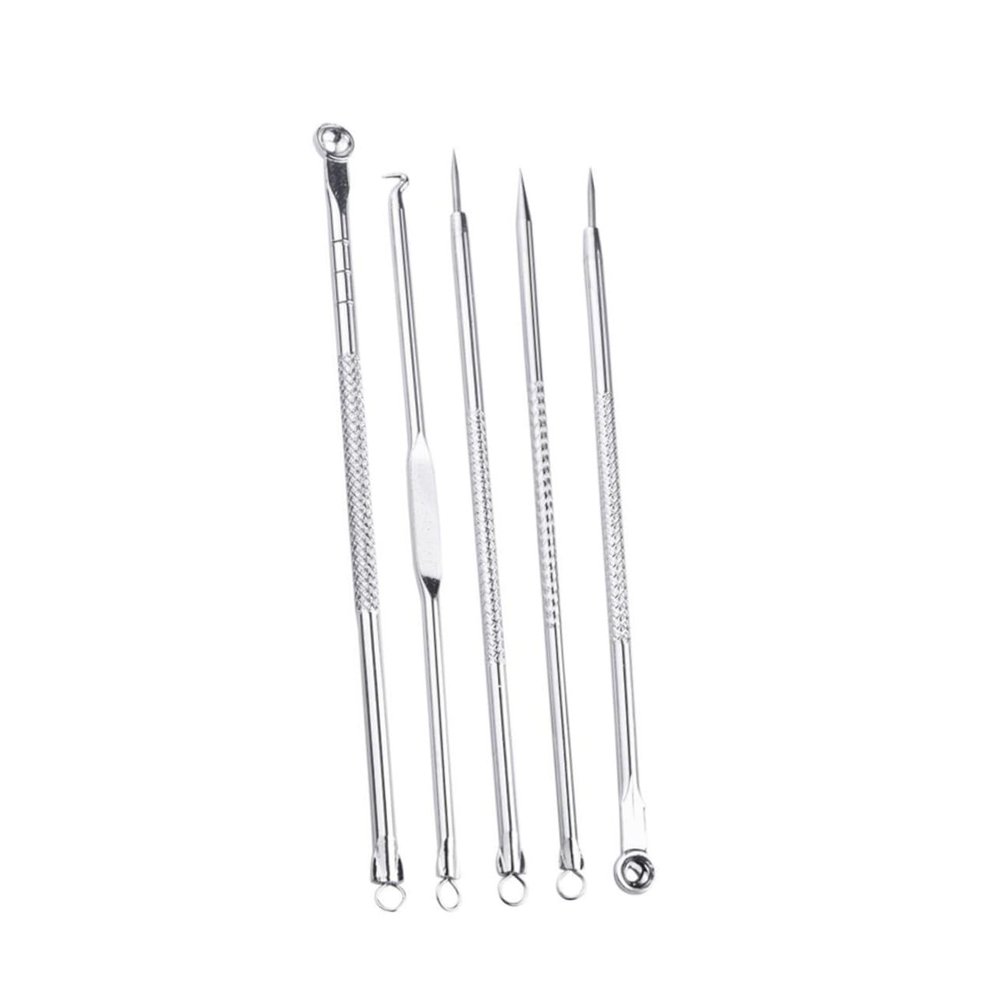 HAKIDZEL Silver Blackhead Extraction Needle with Mirror Facial Cleansing Tool Kit for Pore Care and Blemish Removal with Portable Storage Case
