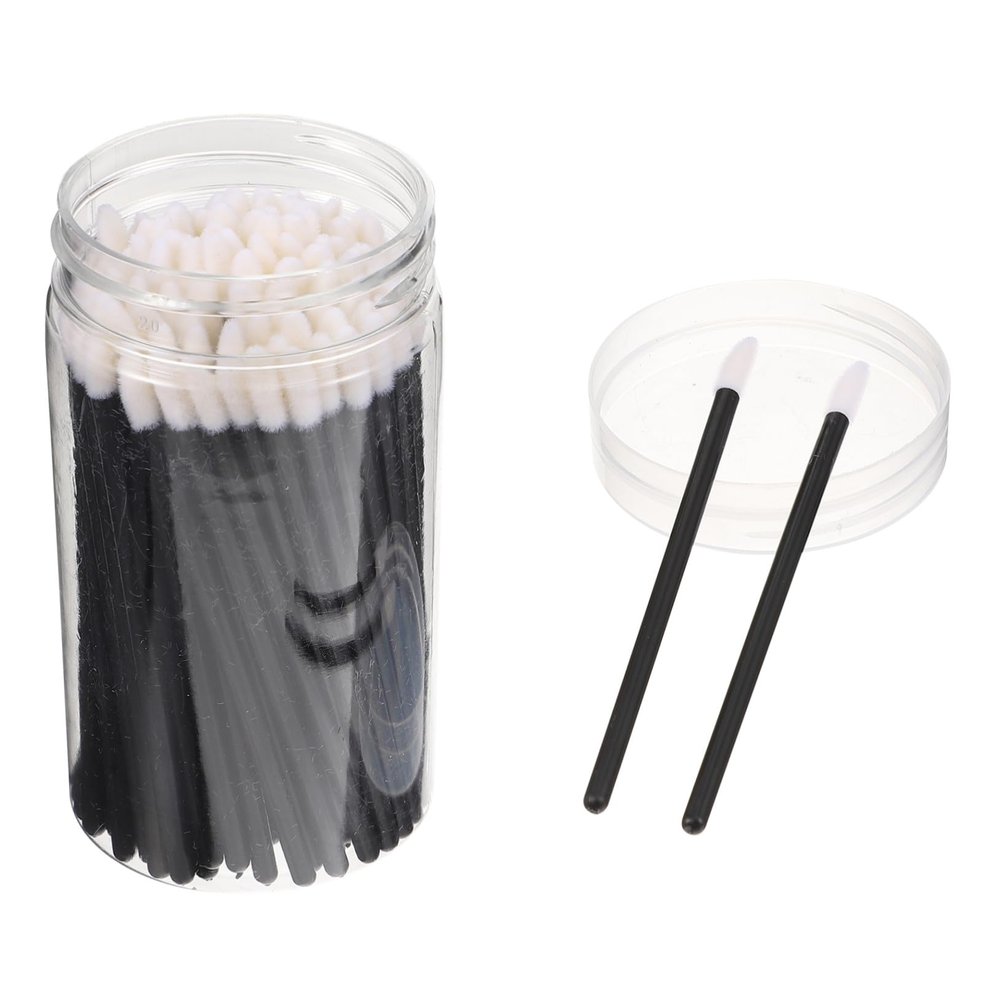 Beatifufu 100pcs Disposable Lip Brush Makeup Tool Plastic Applicator for Precise Lipstick and Gloss Application Travel-friendly Black Makeup Accessory for Professional and Home Use
