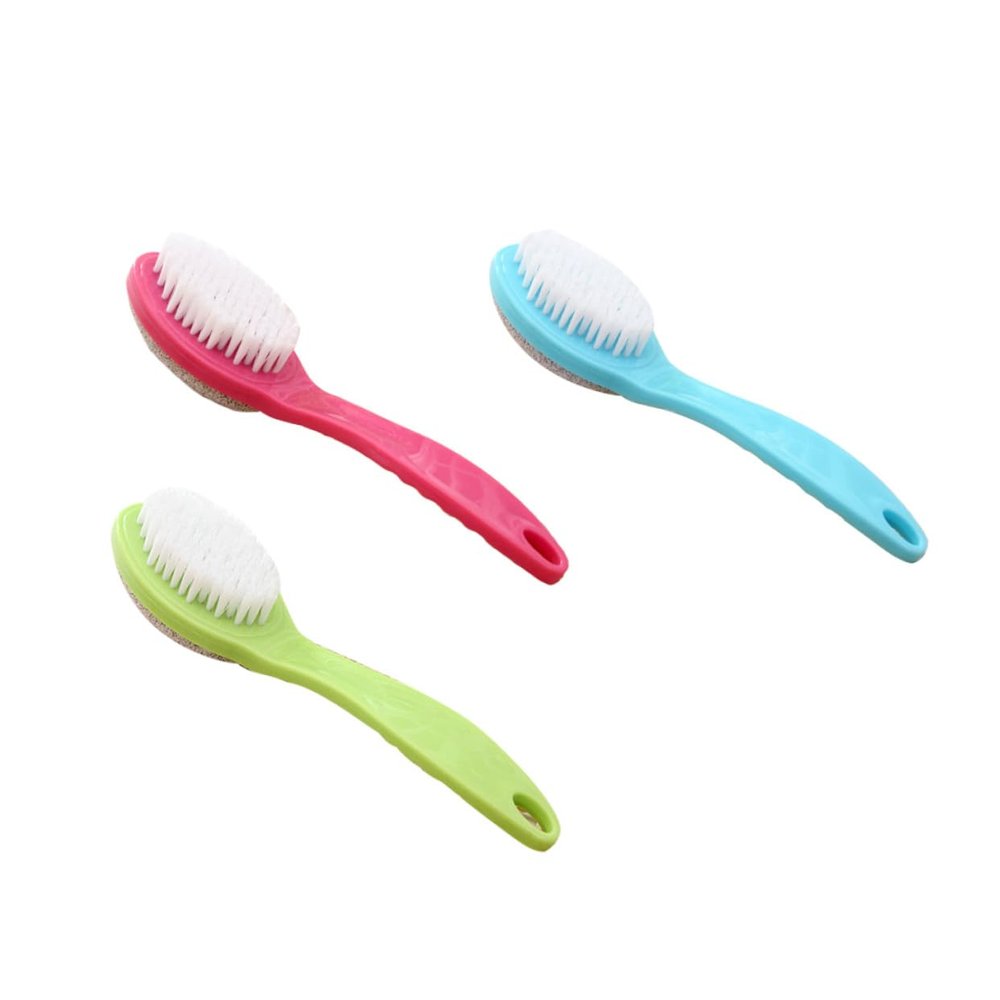 PLAFOPE 3Pcs Multifunctional Pedicure Scrubber Feet Files Callus Removing Tool with Dual-Sided Natural Pumice Stone for Dead Skin Removal Ergonomic Design in Rosy Blue Green