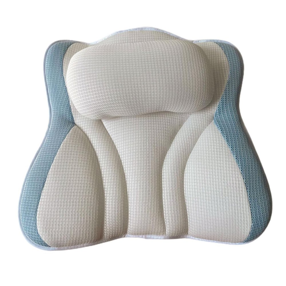 IWOWHERO Bath Tub Neck Pillow with Suction Cups Anti-Slip Breathable Spa Bath Pillow for Head Support Lightweight and Portable Bathtub Accessory Comfortable Relaxation for Soaking Tubs Blue