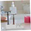 COOLHIYA Zinc Alloy Manual Razor Holder Stand for Beard Care Shaving Razor Bracket Stable Weighted Base for Organized Bathroom Countertop Use view 2