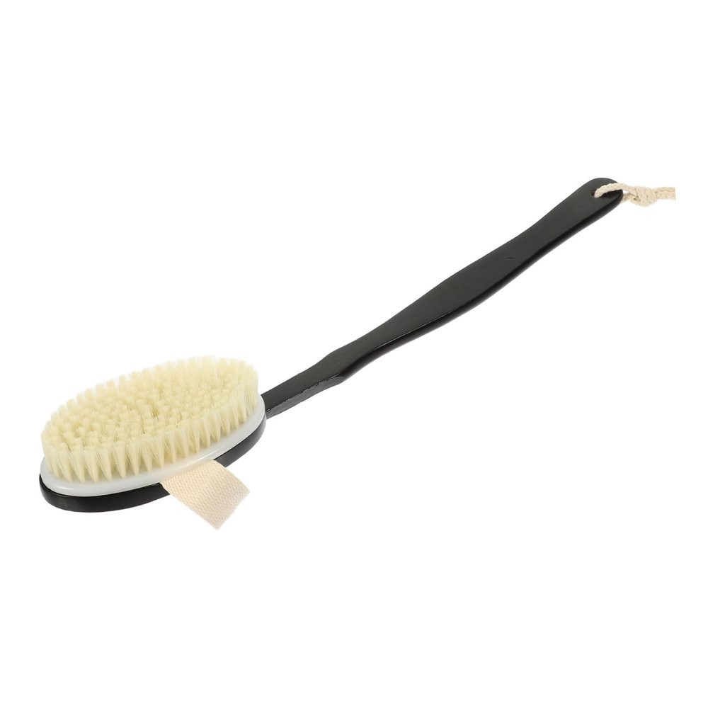 HAKIDZEL Back Exfoliating Bath Brush with Long Curved Handle Nylon Soft Bristles Gentle Back Scrubber for Shower Deep Clean and Massage Men and Women Portable Body Bath Supply