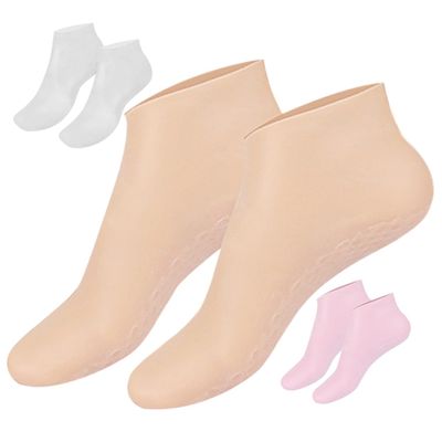 PLAFOPE 3 Pairs Moisturizing Foot Socks Elastic Exfoliating Lotion Socks for Dry Cracked Skin Foot Care Spa Supplies with Softening and Hydrating Function Reusable and Comfortable for Men