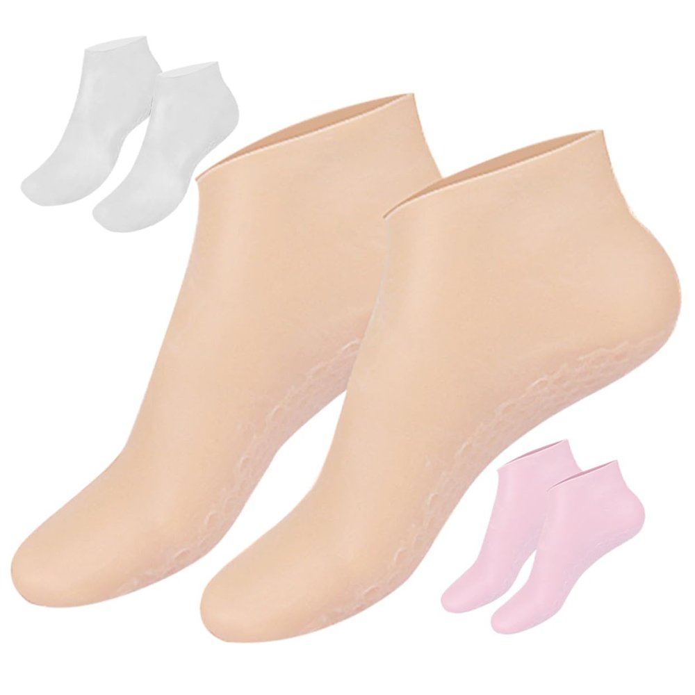 PLAFOPE 3 Pairs Moisturizing Foot Socks Elastic Exfoliating Lotion Socks for Dry Cracked Skin Foot Care Spa Supplies with Softening and Hydrating Function Reusable and Comfortable for Men