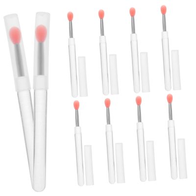 HAKIDZEL 10pcs Portable Silicone Lip Brush Kit with Lids Mini Reusable Lipstick and Lip Gloss Applicators for Gentle Blending Easy to Clean Travel-friendly Makeup Brushes for Balm and Scrub