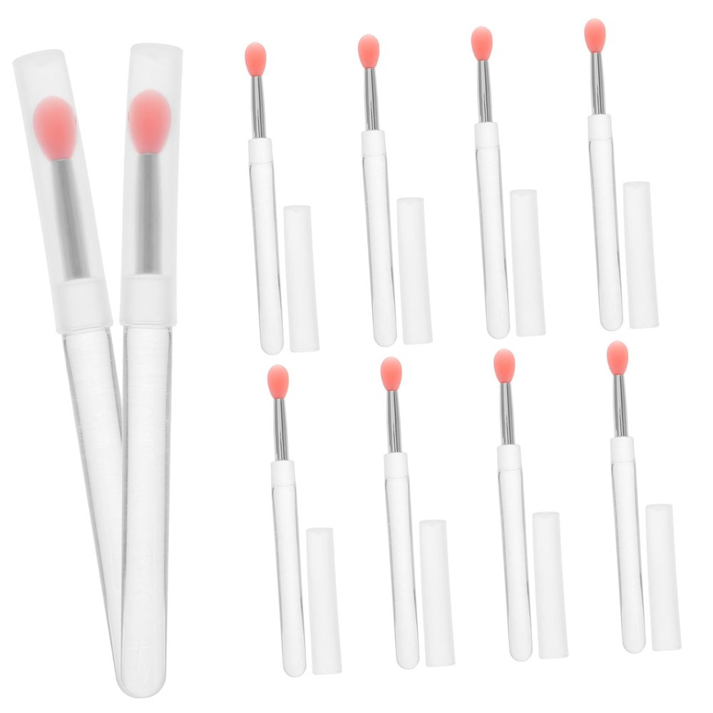 HAKIDZEL 10pcs Portable Silicone Lip Brush Kit with Lids Mini Reusable Lipstick and Lip Gloss Applicators for Gentle Blending Easy to Clean Travel-friendly Makeup Brushes for Balm and Scrub