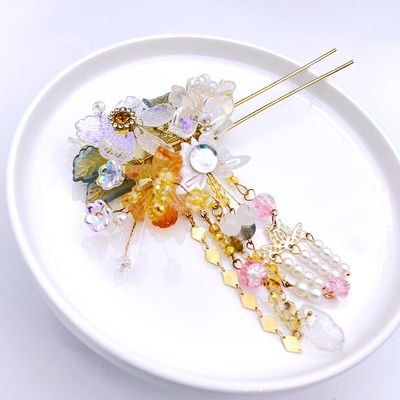1pcs Rabithenn Spring Hairpin with Multiple Spring Flowers and Butterflies - Chinese Floral Hair Stick, Vintage Asian Hair Accessory for Women (About Spring)
