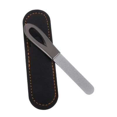 Beatifufu Dual-Sided Nail Shaper with PU Case Non-Slip Handle Grinding Nail Files for Fingernails and Toenails Portable Manicure Pedicure Tool for Home and Salon Use
