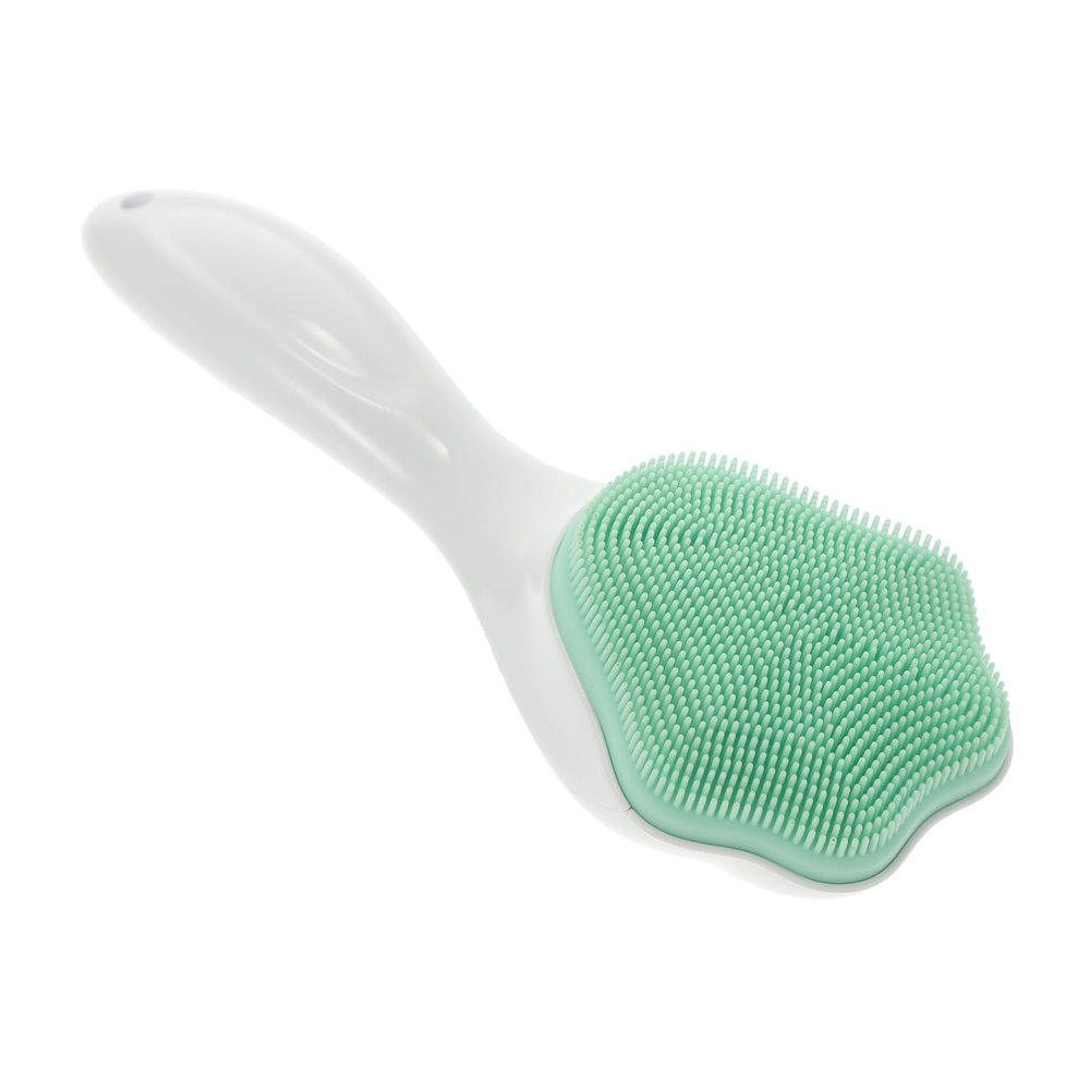 Beatifufu Long Handle Silicone Face Brush for Deep Pore Cleansing and Blackhead Removal Gentle Manual Facial Scrubber and Nose Massager for Sensitive Skin Cute Cat Paw Design in Green