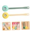 BCOATH 2pcs Long Handle Body Scrubber Shower Brush for Back Cleaning and Massaging Soft Silicone Bristle Bath Brush in Yellow and Green for Gentle Full Body Use view 3
