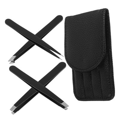 BCOATH Stainless Steel Tweezers for Eyebrow Shaping and Ingrown Hair Removal Multi-purpose Precision Tools with Closed Clamp Design Grooming Kit with Black Case for Facial Hair