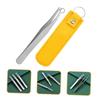 COOLHIYA Stainless Steel Nose Hair Clip with Rounded Tip Ergonomic Male Nose Hair Trimming Tweezers for Safe Includes Yellow Leather Case for Home and Salon Use view 4