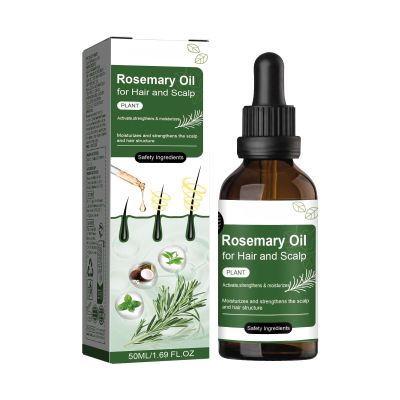 Natural Rosemary Hair Oil for Scalp and Hair Growth, Green, Plant-Based, 50ML/1.69 FL OZ, Strengthening and Moisturizing Treatment