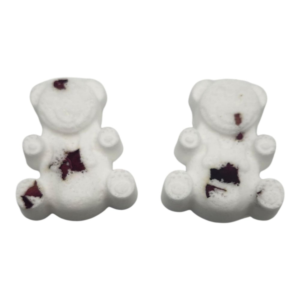 Bath Bombs- 2 Teddy Bear Shapes with Rose Flowers