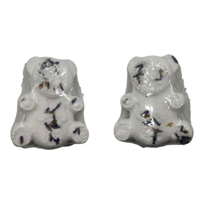 2 Bath Bomb- Teddy Bear Shape with Lavender Flowers