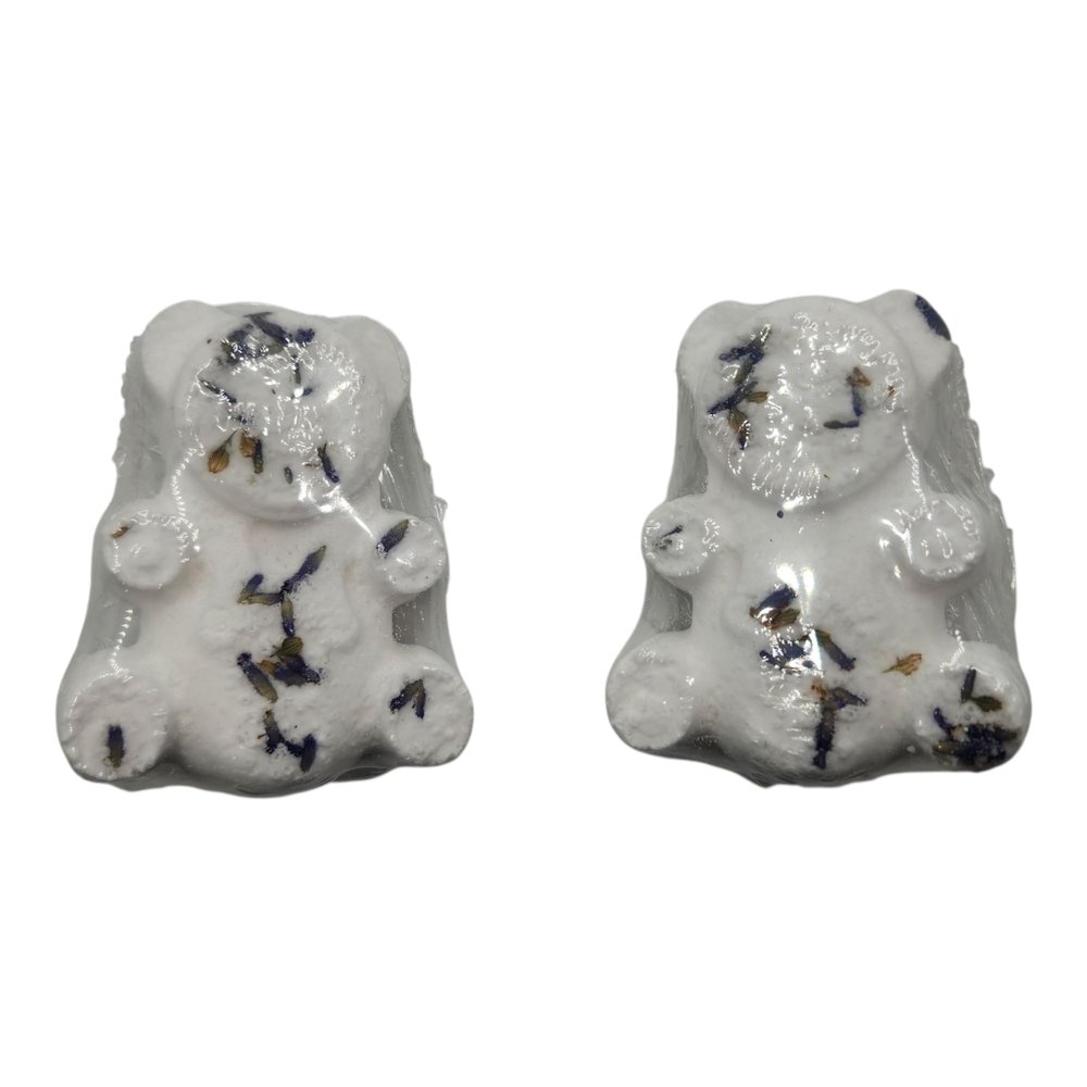 2 Bath Bomb- Teddy Bear Shape with Lavender Flowers