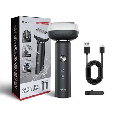 Electric Shaver for Men with Floating Arc 3-Blade, 9000 RPM, Magnetic Head, 1 Hour Fast Type-C Charging, IPX7 Waterproof, Skin-Friendly Blade for Smooth Shaving, Black