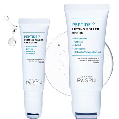 Re.SPN Peptide Duo - Wrinkles & Dark Circles with Gua Sha Applicator, Vegan, Eye Peptide, Niacinamide, K-Beauty
