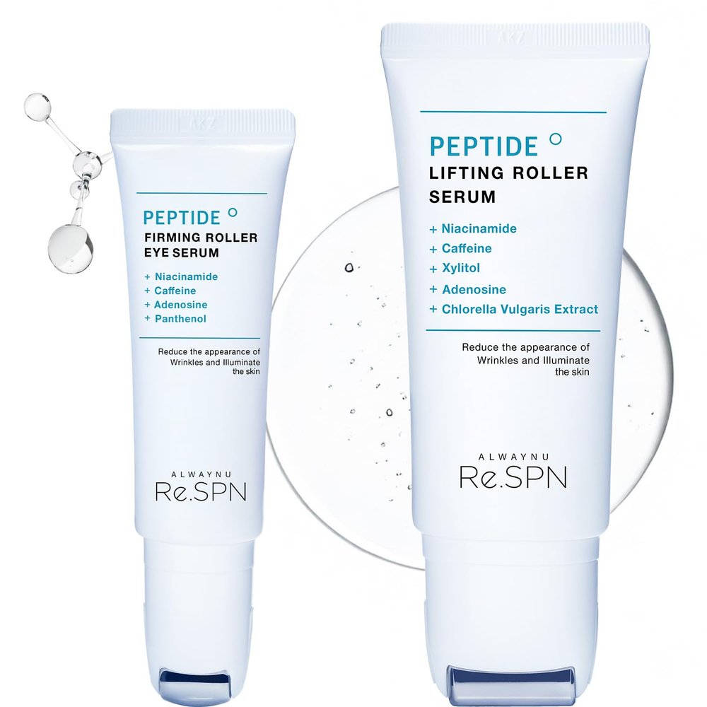 Re.SPN Peptide Duo - Wrinkles & Dark Circles with Gua Sha Applicator, Vegan, Eye Peptide, Niacinamide, K-Beauty