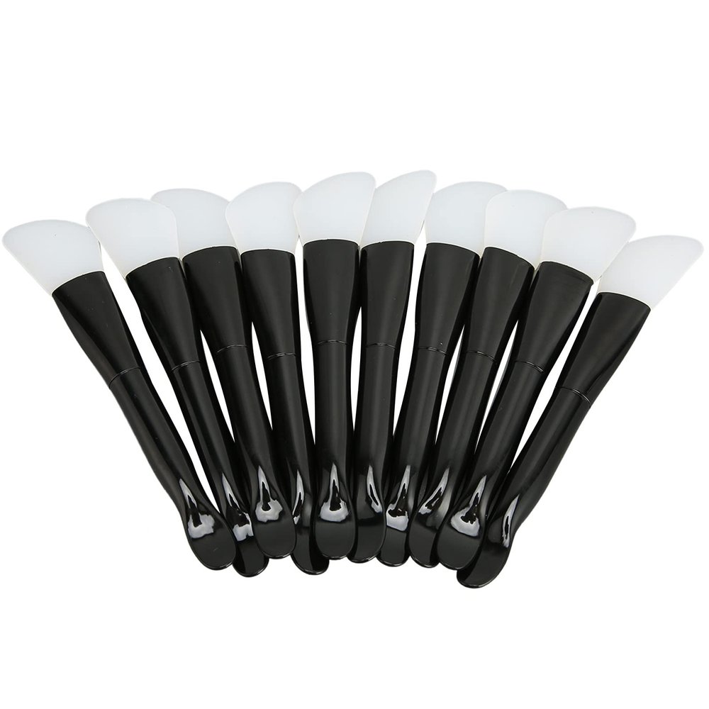 10pcs Silicone Facial Brush, Double Ended Mud Applicator, Clay Brush Set with Ergonomic Handle, Soft Spatula for Home Beauty Salon Travel Skin Care