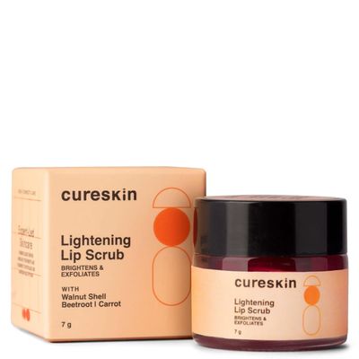 Cur/es.kin Lightening Lip Scrub with Walnut Shell, Beetroot, Carrot for Dark Lips, Brightening, Exfoliating Treatment, 7gm