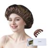 100% Mulberry Silk Bonnet for Sleeping Women Long Hair -Double Layer Sleep Cap -Silk Sleep Bonnet with Elastic Stay On Head (Chocolate, Large) view 1
