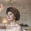 100% Mulberry Silk Bonnet for Sleeping Women Long Hair -Double Layer Sleep Cap -Silk Sleep Bonnet with Elastic Stay On Head (Chocolate, Large) view 2