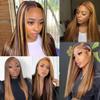 Niciitysi Ombre T1b427 Straight Human Hair Bundles 12 14 16 inch Double Weft Brazilian Remy Hair Extensions Three Tone Brown and Blonde Bundles Soft Silky for Women view 2