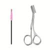2Pcs Stainless Steel Eyebrow Scissors with Comb and Spoolie Brush, Precision Brow Trimming and Shaping Tool for Professional Grooming, Compact Makeup Kit Accessory view 1