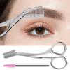 2Pcs Stainless Steel Eyebrow Scissors with Comb and Spoolie Brush, Precision Brow Trimming and Shaping Tool for Professional Grooming, Compact Makeup Kit Accessory view 2